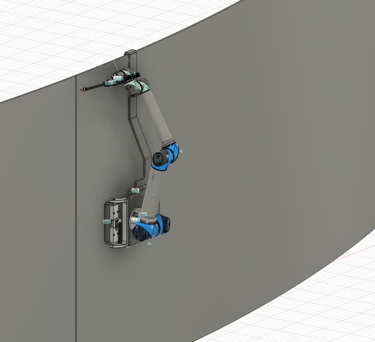 Konstruktionsmodell: Roboter an einer senkrechten Behälterwand